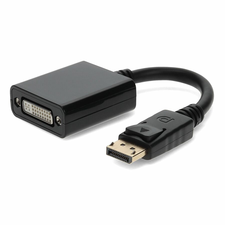 AddOn 8in DisplayPort 1.2 Male to DVI-I (29 pin) Female Black Adapter Cable Which Requires DP++ For Resolution Up to 2560x1600 (WQXGA)