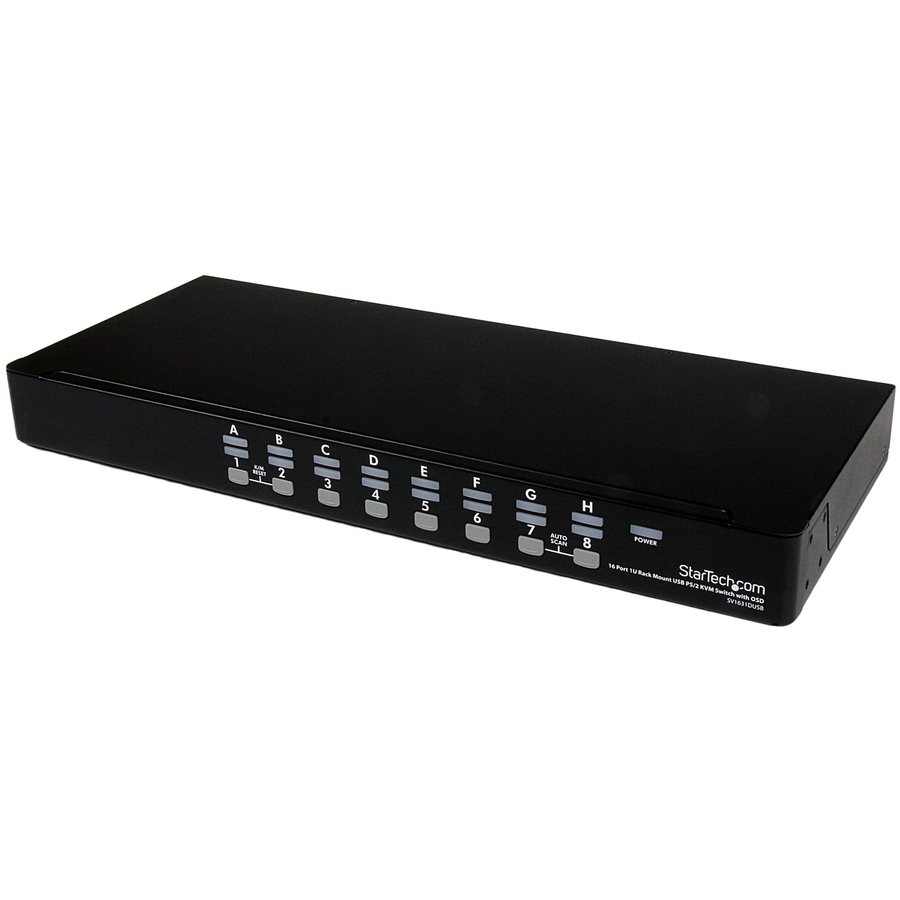 StarTech 16 Port 1U Rackmount USB PS/2 KVM Switch with OSD, TAA