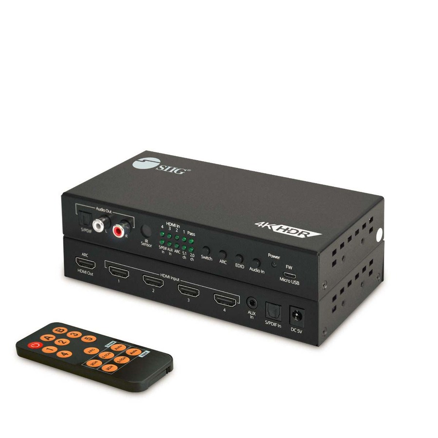 4x1 HDMI 4K60Hz Switch with ARC & Audio Extractor