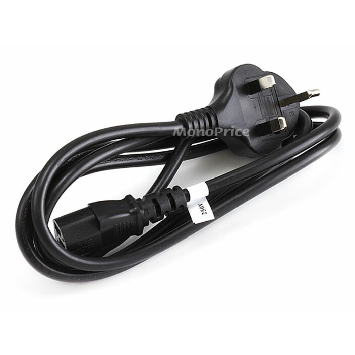 Monoprice 6ft 18AWG England Power Cord Cable - H05VV-F NEMA C13 - Black