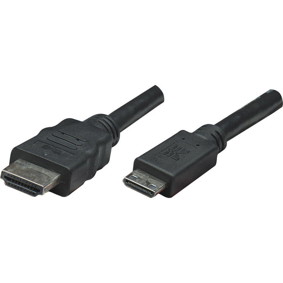 Manhattan High Speed HDMI Cable, Mini HDMI Male/HDMI Male, 6', Black