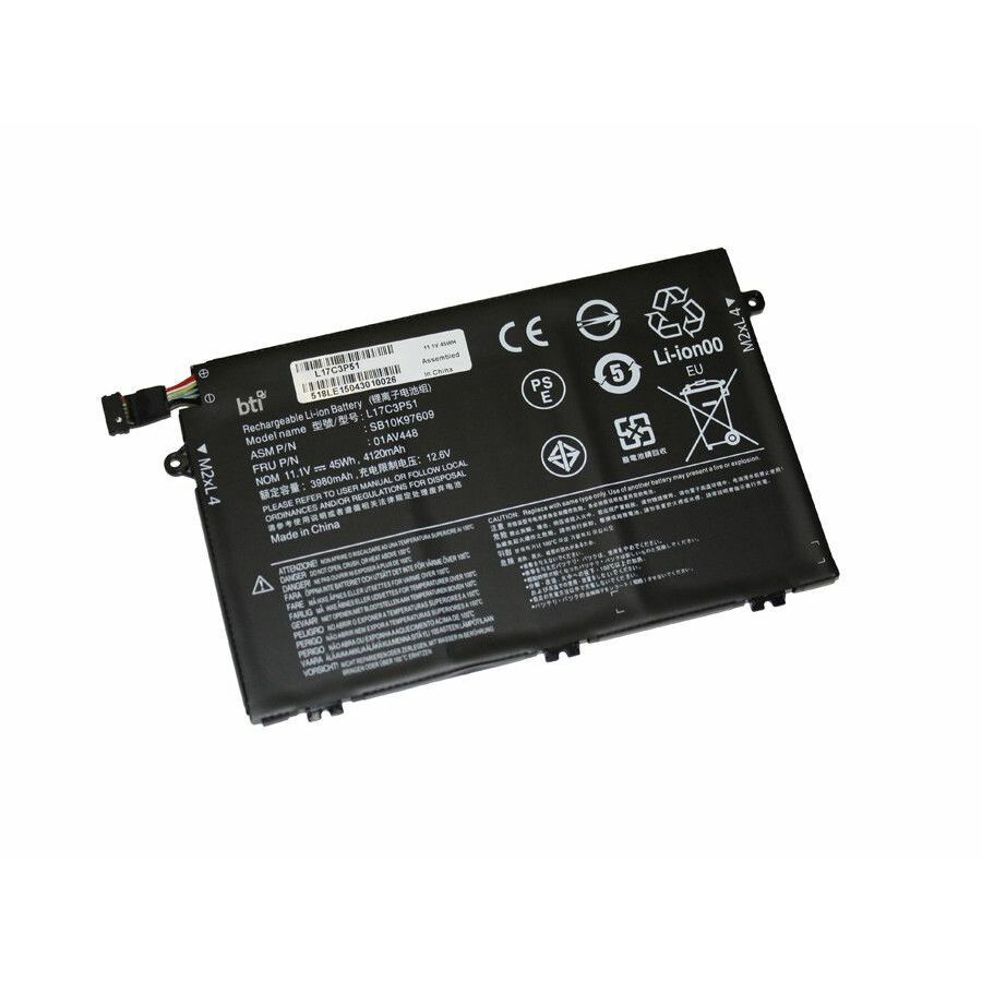 BTI 01AV446-BTI 11.1V 45WHR LI-ION BATTERY 01AV445, 5B10W13887, L17C3P51, L17M3P52, SB10K97608, 01AV446, 5B10W13888, L17L3951, SB10K79606, SB10K97609, 01AV447, 5B10W13889, L17L3P51, SB10K97606, 01AV448, 5B10W13890, L17M3P51, SB10K97607 THINKPAD E14, THINKPAD E490, THINKPAD E590, THINKPAD E15, THINKPAD E495, THINKPAD E595, THINKPAD E480, THINKPAD E580, THINKPAD E485, THINKPAD E585
