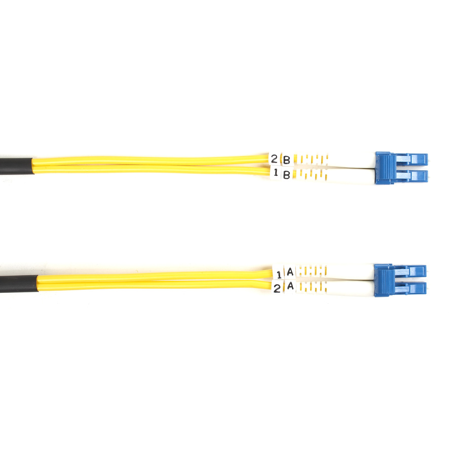 Black Box Fiber Optic Duplex Patch Network Cable - 9.80 ft Fiber Optic Network Cable for Transceiver, Switch, Server, Network Device - First End: 2 x LC Network - Male - Second End: 2 x LC Network - Male - 10 Gbit/s - Patch Cable - OFNR - 9/125 µm - Yellow - 1 Each