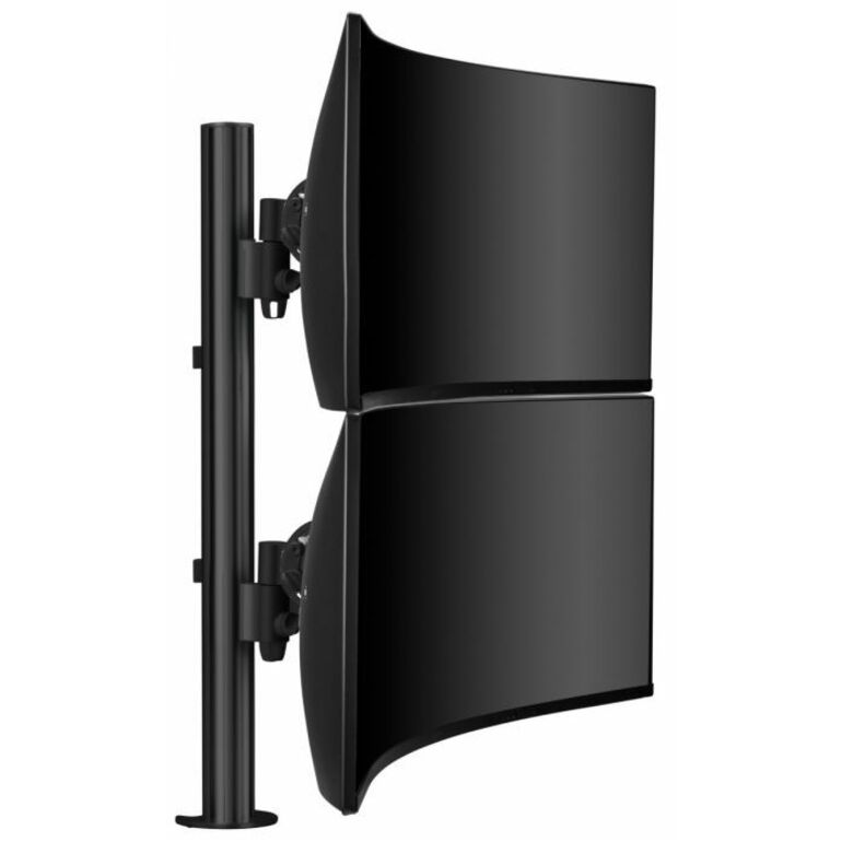 Atdec dual stack heavy monitor desk mount - Flat and Curved up to 49in - VESA 75x75, 100x100 - Black