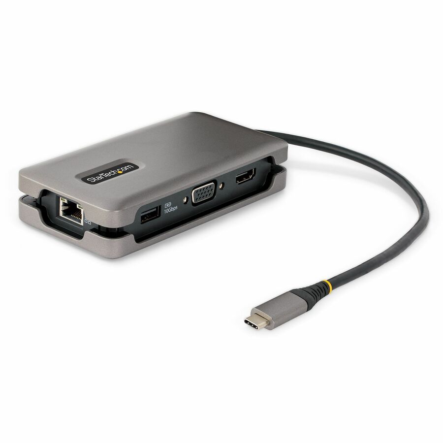 StarTech USB-C Multiport Adapter, HDMI/VGA, 4K 60Hz, 3-Port USB Hub, 100W PD Pass-Through, GbE, Mini Docking Station, 1ft/30cm Cable