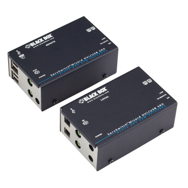 Black Box Wizard SRX KVM Extender - Dual-Monitor DVI-D, USB 2.0, Audio, Single-Access,CATx