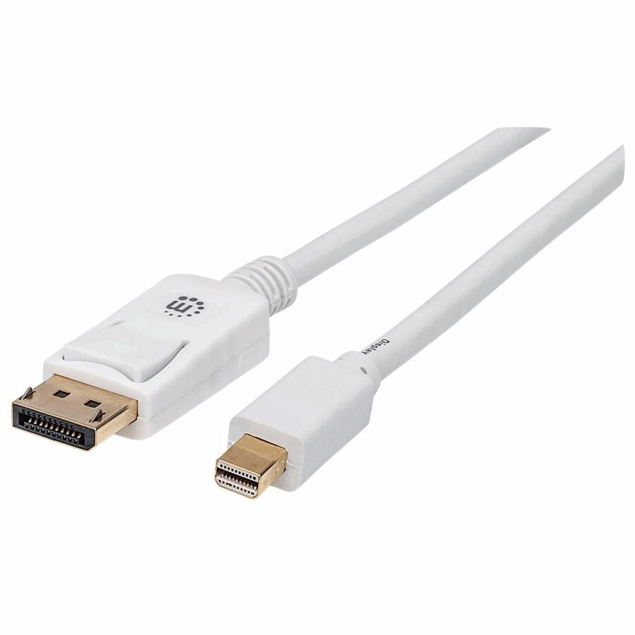 Mini DisplayPort 1.2 to DisplayPort Cable, 4K@60Hz, 2m, Male to Male, White, Lifetime Warranty, Equivalent to MDP2DPMM2MW