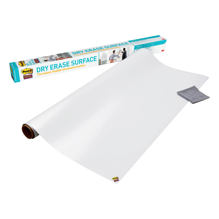 Post-it® Self-Stick Dry-Erase Film Surface - White Surface - 48" (4 ft) Width x 96" (8 ft) Length - White Film - Rectangle - Flexible, Stain Resistant, Self-stick - 1 / Pack