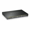ZYXEL GS2220-50HP 48-Port Gigabit L2+ Managed and Nebula Pro Cloud Managed Switch | 48 PoE+ Ports at 375W with 4 SFP Uplinks - 48 Ports - Gigabit PoE / PoE+ Ethernet - Full CLI and Nebula Pro Cloud Manageable - Layer 2+ Supported - 2 SFP Slots - 375 W PoE Budget - 48 PoE Ports - Rack-mountable - Lifetime Limited Warranty