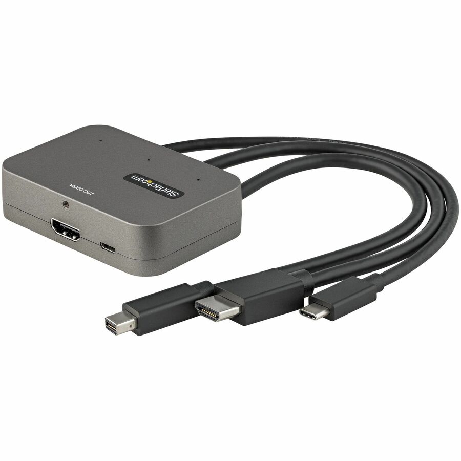 StarTech 3-in-1 Multiport to HDMI Adapter, 4K 60Hz USB-C, HDMI or Mini DP to HDMI Video Converter, Conference Room Digital AV Adapter