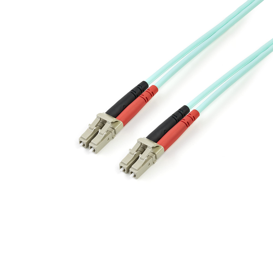 StarTech 5m (16.4ft) LC/UPC to LC/UPC OM3 Multimode Fiber Optic Cable, Full Duplex 50/125 Zipcord, 100G, LSZH Fiber Jumper Cord