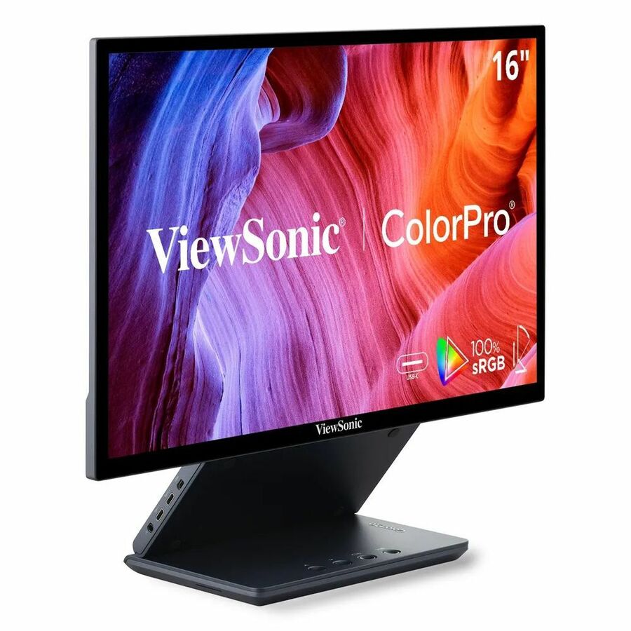 ViewSonic VP1656 15.6 Inch 1200p ColorPro Monitor, IPS Display with Pantone Validated Color Accuracy for Immersive Second Screen Productivity, Advanced Ergonomics, 40W USB-C, and micro HDMI Inputs