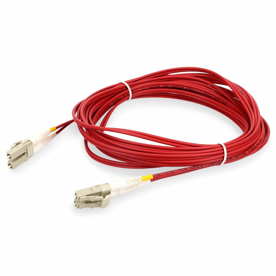 AddOn 2m LC to LC Red OM4 Duplex OFNR (Riser-Rated) TAA Fiber Patch Cable