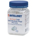 Intellinet Network Solutions Cat6 RJ45 Modular Plugs, 2-Prong, UTP, For Stranded Wire, 90 Plugs and Liners in Jar