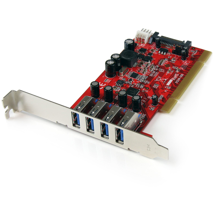 StarTech 4 Port PCI SuperSpeed USB 3.0 Adapter Card with SATA/SP4 Power, 5Gbps, TAA