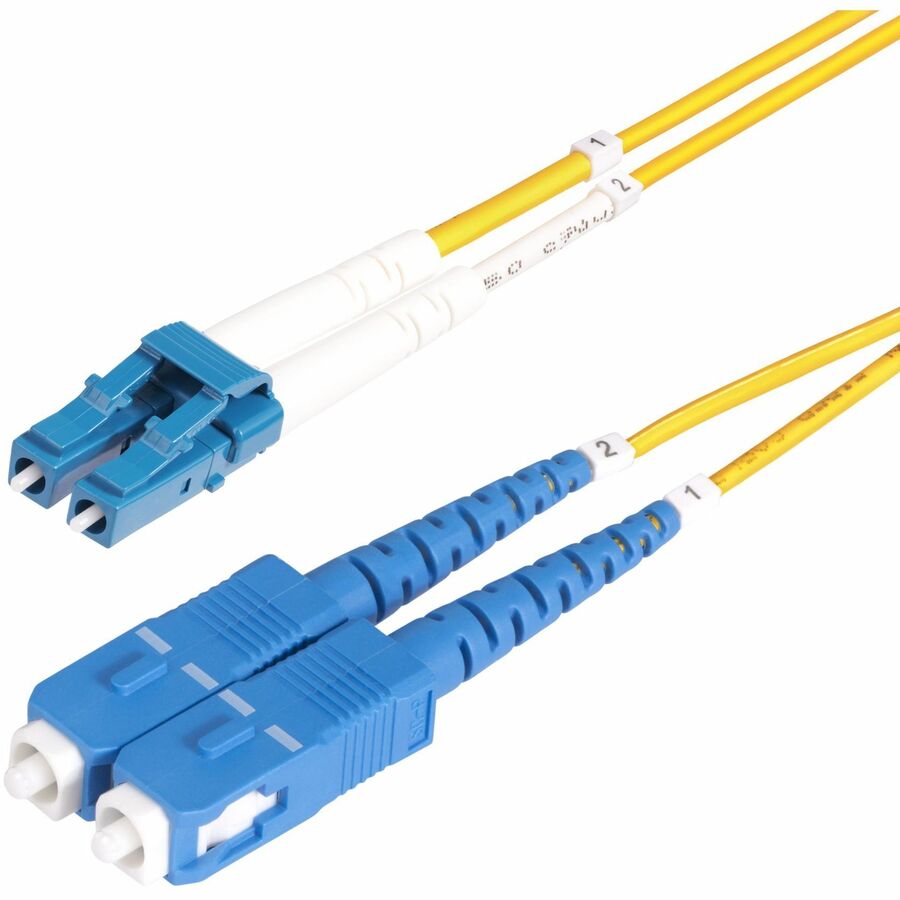 StarTech 50m (164ft) LC to SC (UPC) OS2 Single Mode Duplex Fiber Optic Cable, 9/125, 100G, Low Insertion Loss, LSZH Fiber Jumper Cord