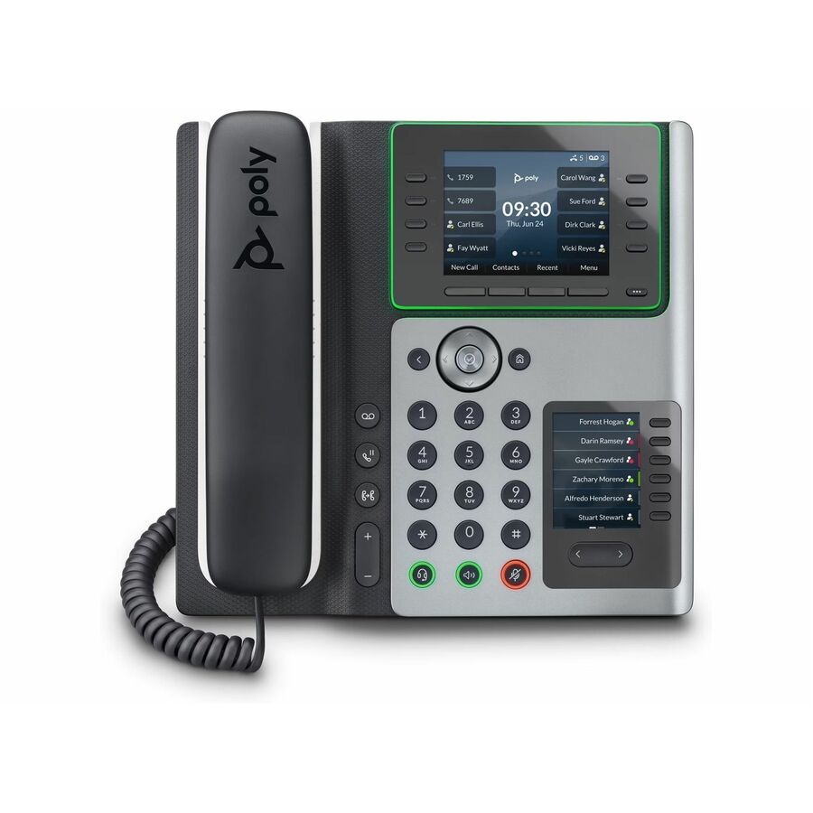 Poly Edge E450 IP Phone - Corded - Corded/Cordless - Bluetooth, NFC, Wi-Fi - 3 Multiple Conferencing - Desktop, Wall Mountable - White, Midnight Blue