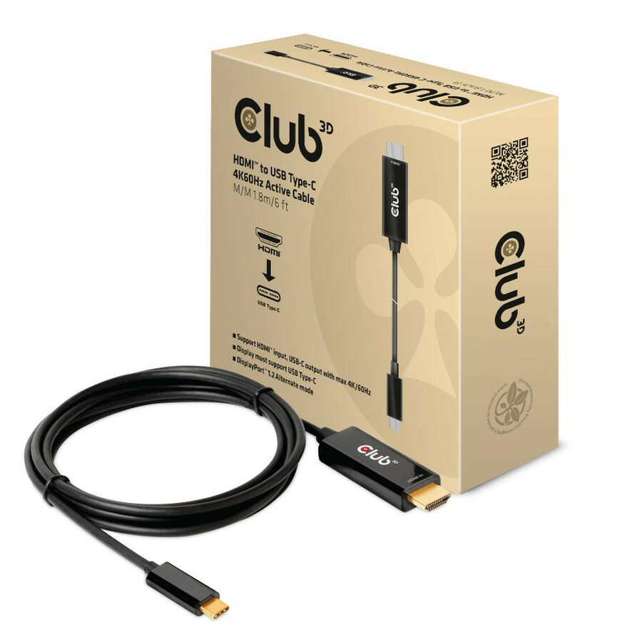 Club 3D HDMI to USB Type-C 4K60Hz Active Cable M/M 1.8m/6 ft
