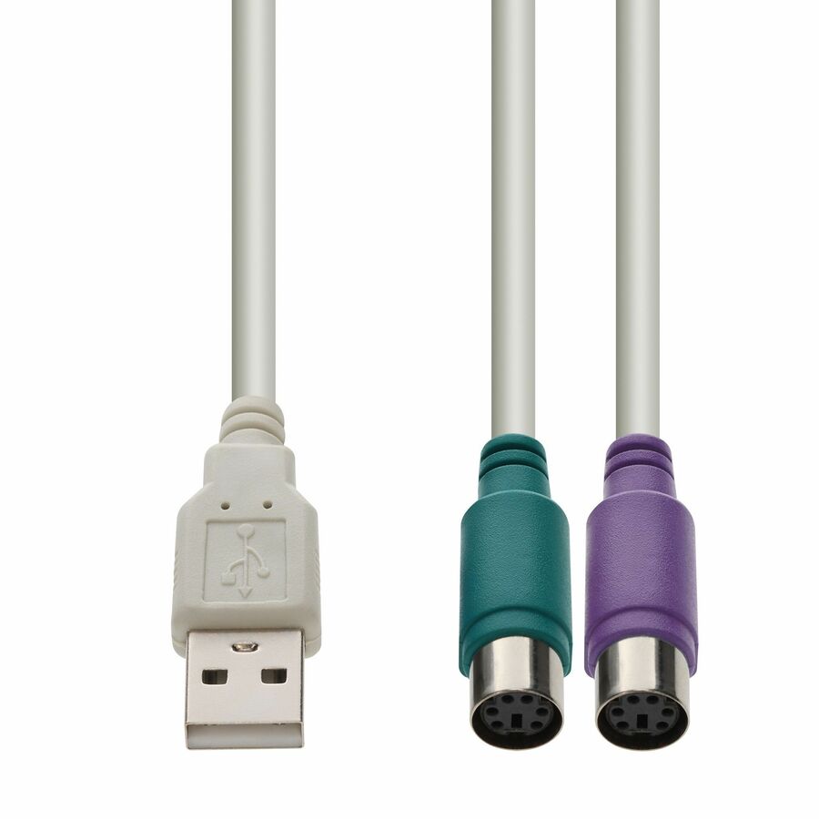 AddOn 8in USB A 2.0 (Male) to PS/2 (Female) White Adapter