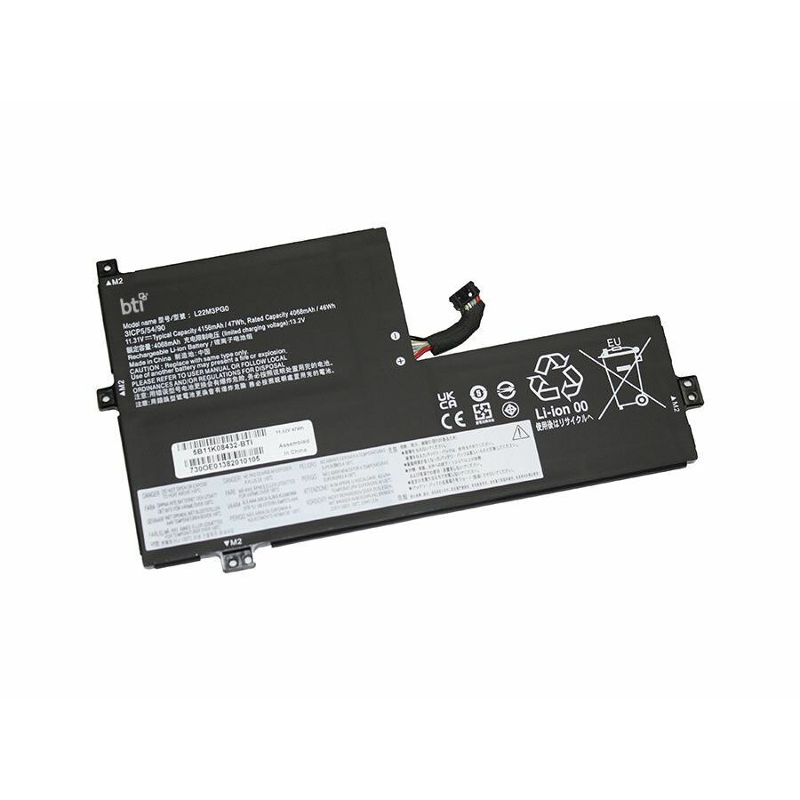 BTI 5B11K08432-BTI 11.52V 47WHR LI-ION BATTERY 5B11K08432, L22M3PG0, SB11K08429, 5B11K08430, L22D3PG0, SB11K08436, 5B11K08435, L22X3PG0, 5B11K08427, L22B3PG0, SB11K08431, 5B11K08428, CHROMEBOOK 100E GEN 4 , 100E GEN 4 82W0, 100E GEN 4 82W1, 100E GEN 4 83G8, 100E GEN 4 83G9
