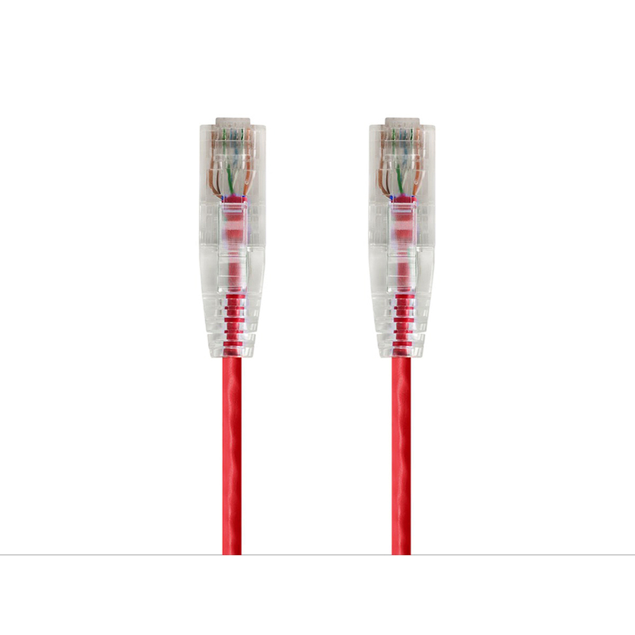 Monoprice SlimRun Cat6 28AWG UTP Ethernet Network Cable, 2ft Red