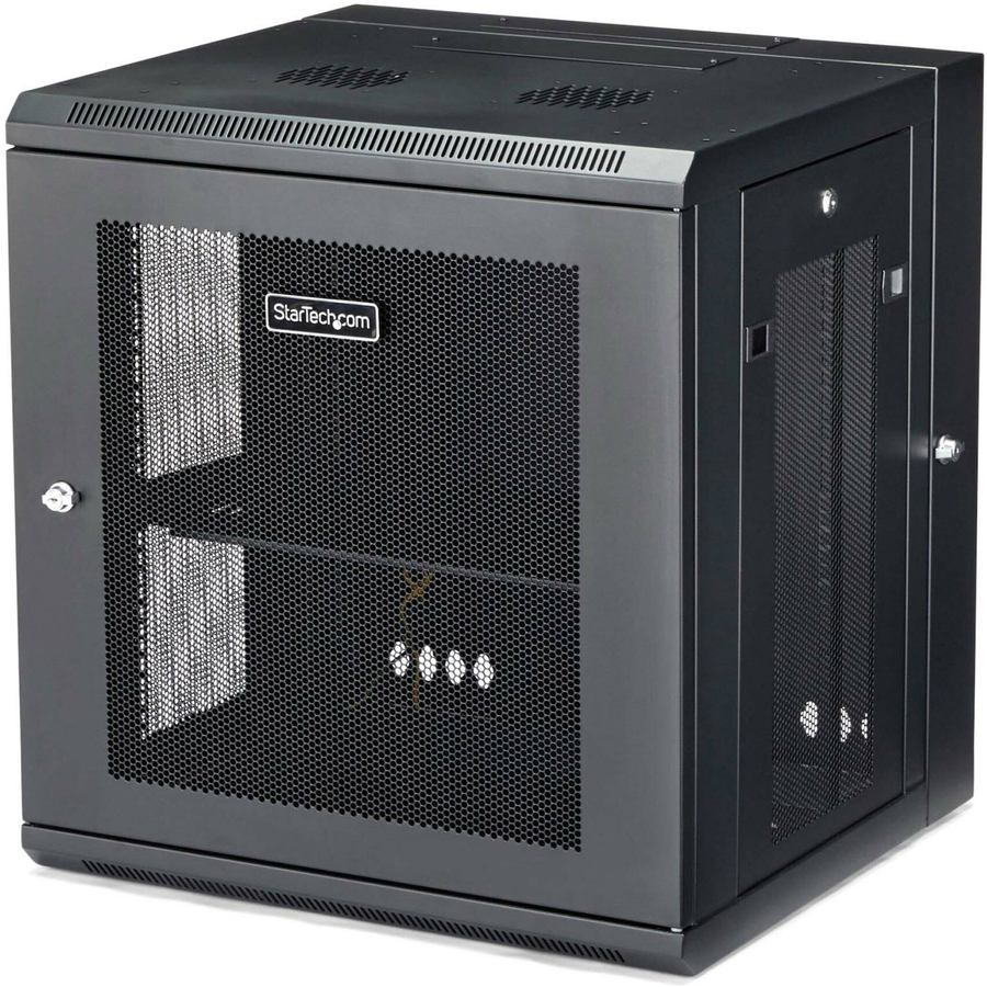 StarTech 4-Post 12U Wall Mount Network Cabinet, 19" Hinged Wall-Mounted Server Rack for IT Equipment, Flexible Lockable Rack Enclosure
