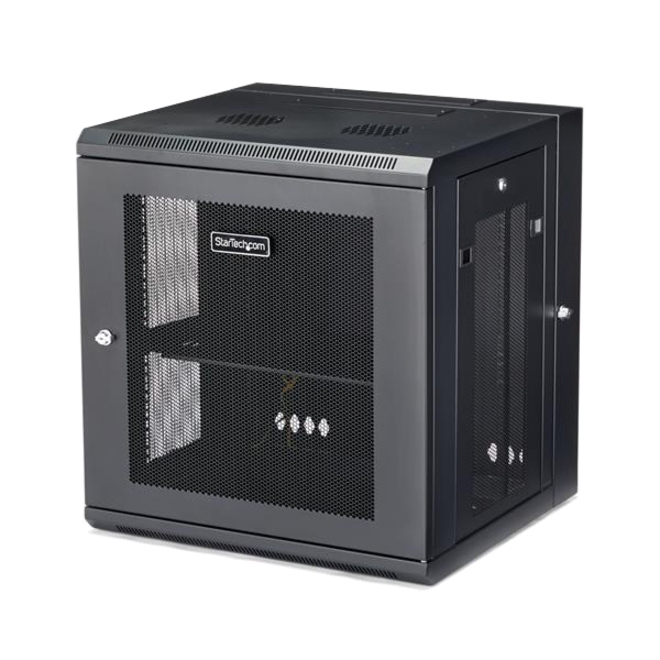 StarTech 4-Post 12U Wall Mount Network Cabinet, 19" Hinged Wall-Mounted Server Rack for IT Equipment, Flexible Lockable Rack Enclosure