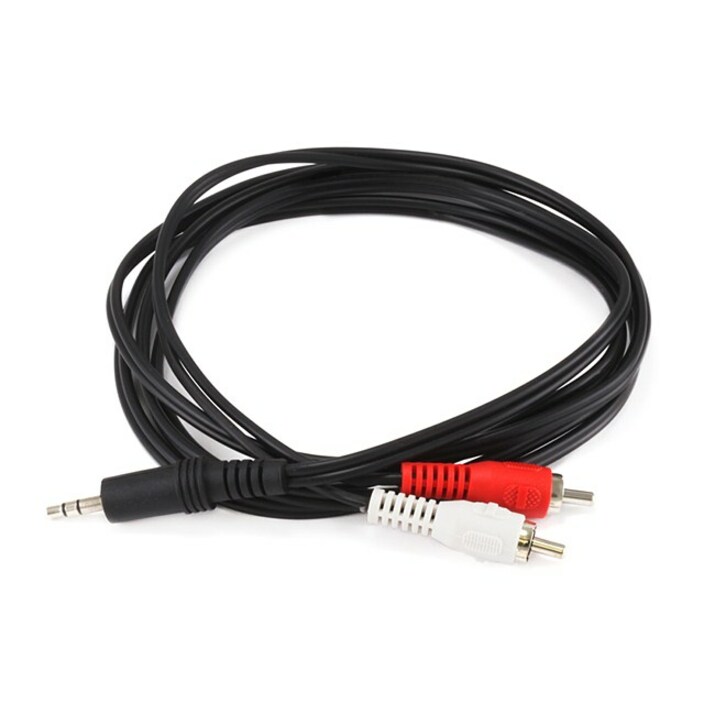 Monoprice 6ft 3.5mm Stereo Plug/2 RCA Plug Cable - Black