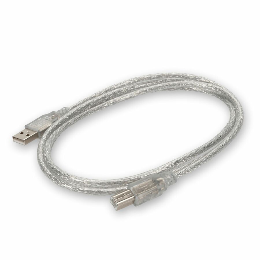 AddOn 6ft USB A 2.0 Male to USB B 2.0 Male Clear Cable