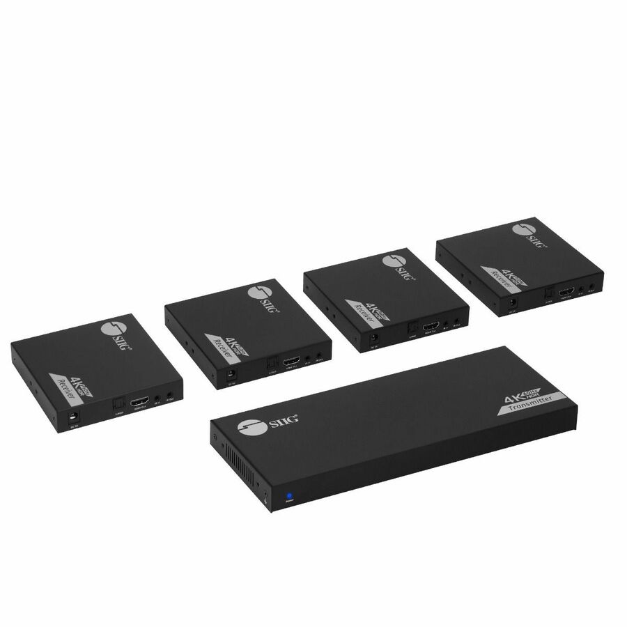 SIIG 1x4 4K 60Hz HDMI Splitter Over Cat6 Extender with Loopout/IR/ARC & RS-232 - Up to 230ft (70m) - Near Zero Latency