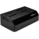 StarTech.com 4-Bay USB 3.0 to SATA Hard Drive Docking Station, 2.5/3.5" SATA III (6Gbps) SSD/HDD Dock, USB Hard Drive Bay, Top-Loading - Quad-bay hard drive dock for 2.5" / 3.5" SATA drives; SATA III (6.0 Gbps); USB 3.2 Gen 1 (5 Gbps) Host Connection; Dual 40mm Fans; Top-Loading w/ Drive Doors and Eject Buttons; 4Kn Compatible; LED Status Lights; No software or drivers required