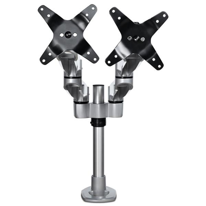 StarTech.com Desk Mount Dual Monitor Arm, Premium Articulating Desktop VESA Mount up to 27" (17.6lb/8kg) Displays, Height Adjustable - VESA 75x75/100x100mm heavy duty dual monitor mount for two displays up to 30in (22lb) each - Ergonomic height adjustable/Horizontal Articulating/360 rotating/tilt/swivel mount - Premium monitor arm with easy toolless assembly - Desk clamp/grommet