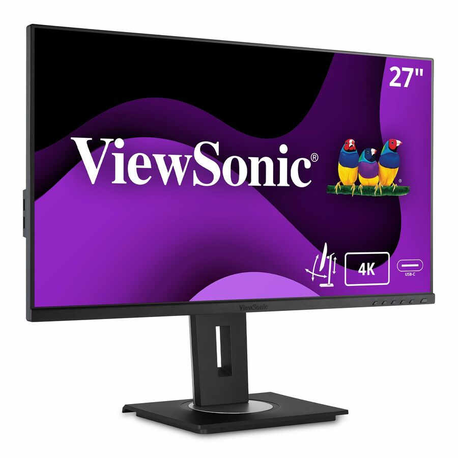 ViewSonic VG2756-4K 27 Inch 4K Monitor, IPS Display with 90W USB-C for Smooth Home and Office Productivity, Full Ergonomic Adjustability, RJ45, HDMI, USB Hub, and DisplayPort Inputs