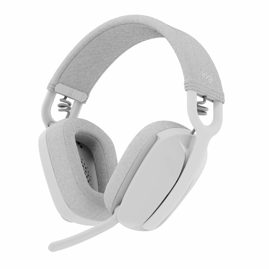 Logitech Zone Vibe 100 Wireless Over Ear Headphones, Noise Canceling Microphone, Advanced Multipoint Bluetooth Headset, Off-white