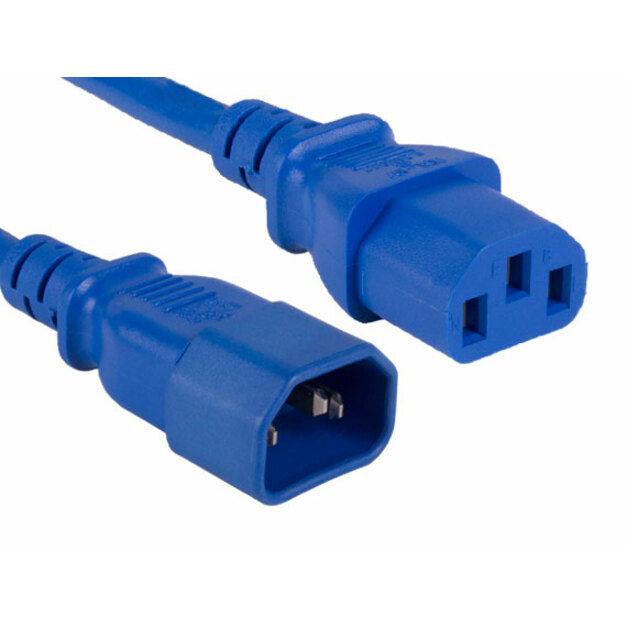 ENET C13 to C14 10ft Blue Power Extension Cord / Cable 250V 18 AWG 10A NEMA IEC-320 C13 to IEC-320 C14 10'