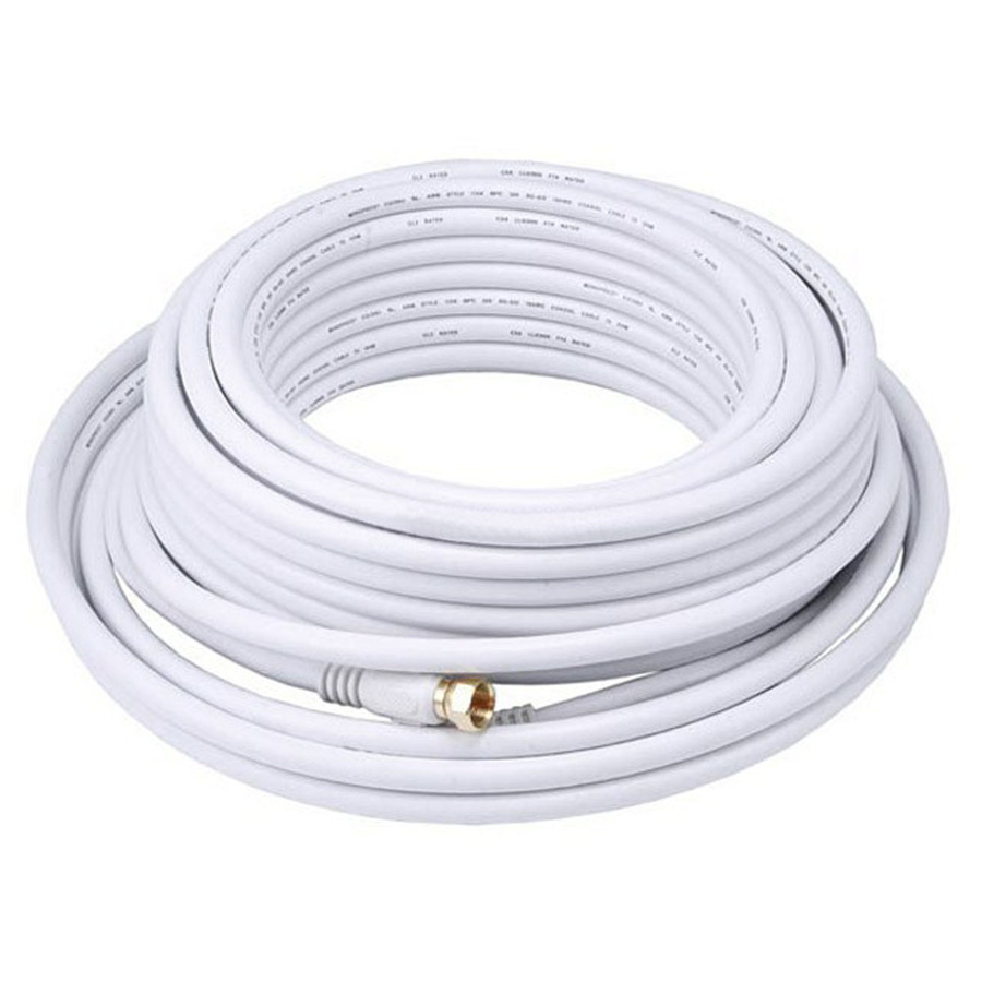 Monoprice Coaxial Antenna Cable - 50 ft Coaxial Antenna Cable for Antenna - First End: 1 x F Connector Antenna - Male - Second End: 1 x F-Type Audio/Video - Male - Shielding - 18 AWG - White