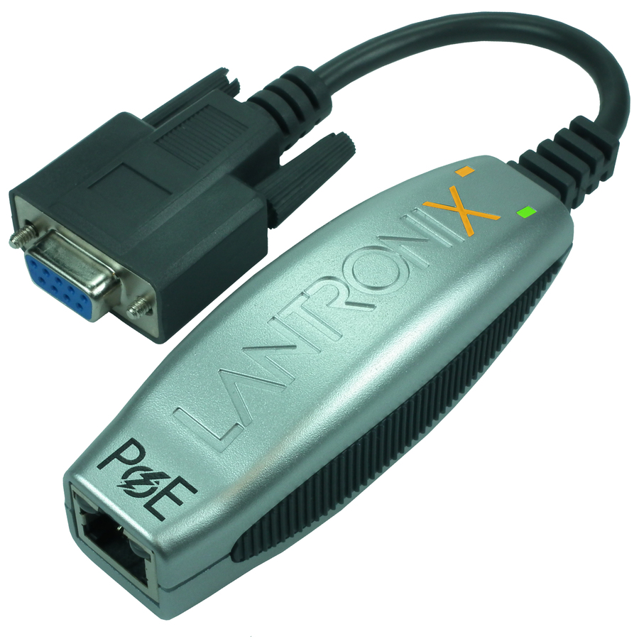 Lantronix Compact 1-Port Secure Serial (RS232) to IP Ethernet Device Server; Up to 256-bit AES encryption; Power Over Ethernet (PoE) 802.3AF