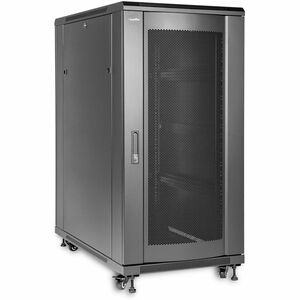 Rocstor SolidRack Rack Cabinet - For Equipment Rack, Data Center, Server, Patch Panel, UPS, Switch, Storage, LAN Switch, PDU - 25U Rack Height x 19" Rack Width x 39.37" Rack Depth - Floor Standing Enclosed Cabinet - 4 Post - Black - Cold-rolled Steel (CRS) - 1760 lb Static/Stationary Weight Capacity