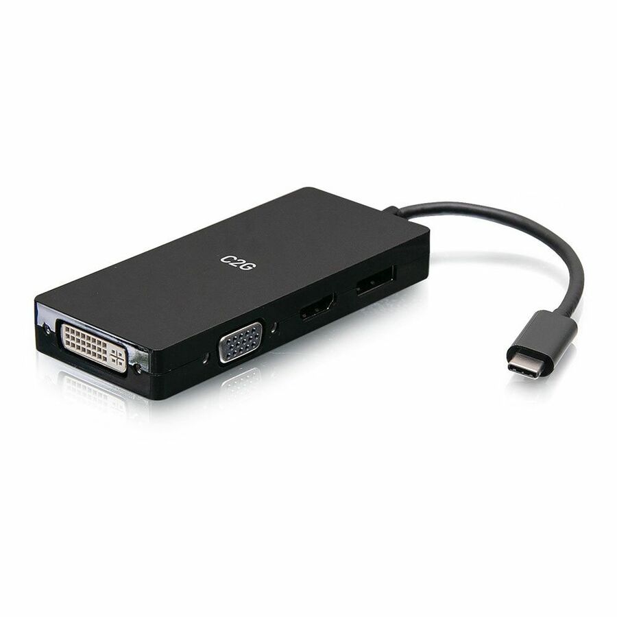 C2G USB-C® Multiport Adapter, 4-in-1 Video Adapter with HDMI®, DisplayPort™, DVI, and VGA - 4K 60Hz