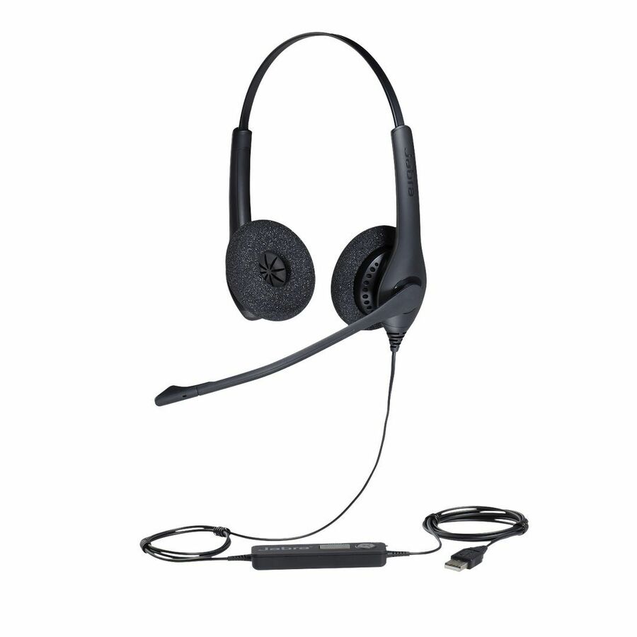 Jabra Biz 1500 Headset - Stereo - USB Type A - Wired - 32 Ohm - 20 Hz to 6.80 kHz - Over-the-head - Binaural - Supra-aural - 7.55 ft Cable - Noise Cancelling, Uni-directional Microphone - Noise Canceling - Black