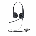 Jabra Biz 1500 Headset - Stereo - USB Type A - Wired - 32 Ohm - 20 Hz to 6.80 kHz - Over-the-head - Binaural - Supra-aural - 7.55 ft Cable - Noise Cancelling, Uni-directional Microphone - Noise Canceling - Black