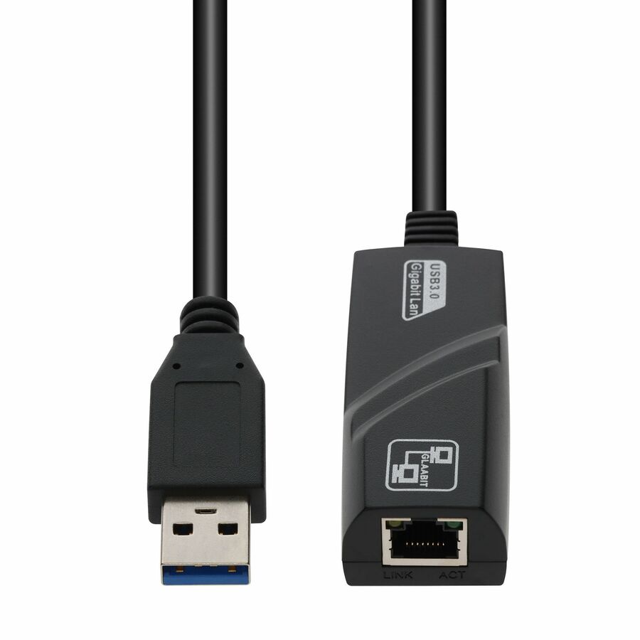 AddOn 8in USB A 3.0 (Male) to RJ-45 (Female) Black Adapter, 1000Mbps