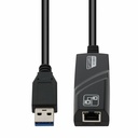 AddOn 8in USB A 3.0 (Male) to RJ-45 (Female) Black Adapter, 1000Mbps