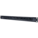 19" Cable Entry Panel, 1U, with Brush Insert, Black