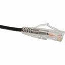 Unirise Clearfit Slim Cat6 Patch Cable, Snagless, Black, 1ft