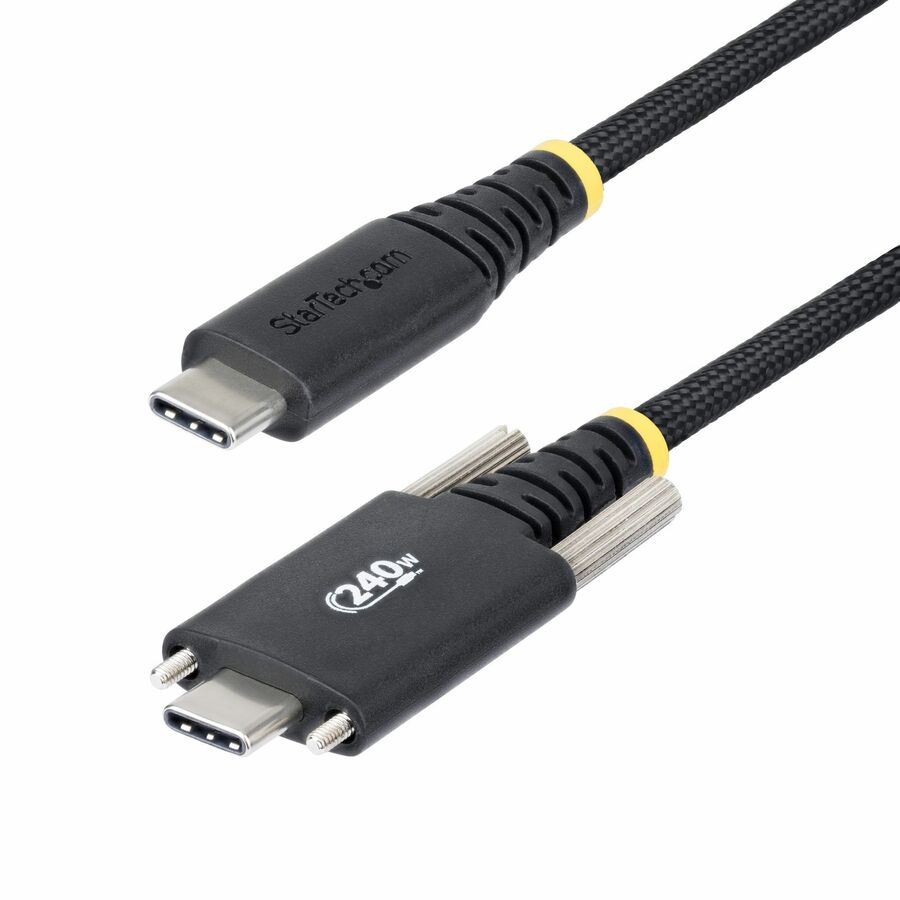 StarTech 10ft (3m) USB-C Charging Cable, Durable and Ultra-Flexible, Screw Locking, 240W (5A) PD EPR, USB 2.0 charger Cord, USB-IF