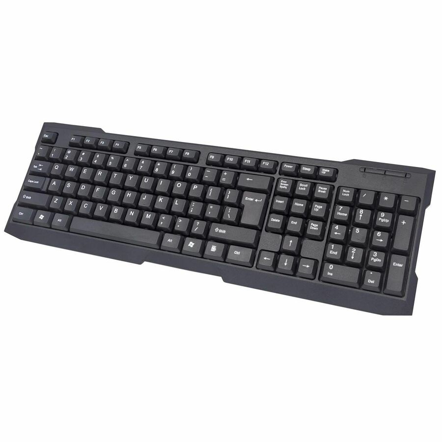 Manhattan Enhanced Keyboard - Cable Connectivity - USB 1.1 Interface - Windows XP, Windows Vista, Windows 7, Windows 8.1, Windows 10 - Computer - PC - Black
