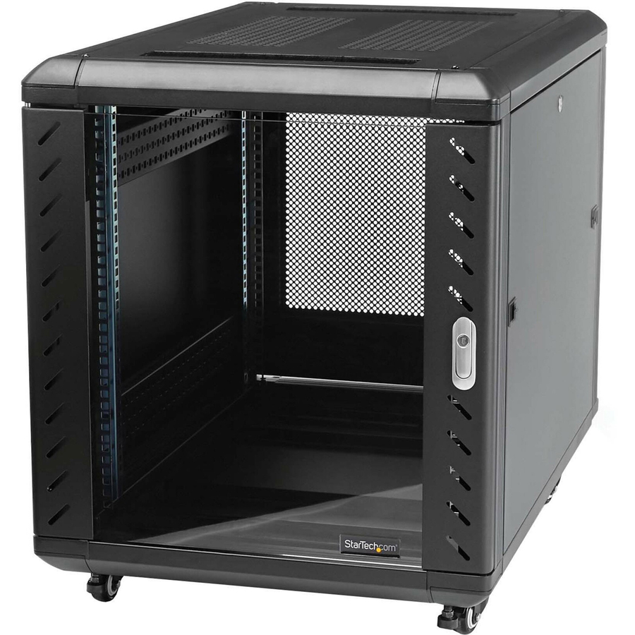 StarTech.com 4-Post 15U Server Rack Cabinet, 19" Data Rack Cabinet for Computer / IT Equipment, Home Network Rack, Half Height Server Rack - 4-Post 15U 19" server rack enclosure w/ adjustable mounting depth - EIA/ECA-310-E Compliant - 15U data cabinet ships flat-packed - 33.9in (86,1cm) in height; 1764lb (800kg) weight capacity - Lockable & removable door; Vented top allowing airflow