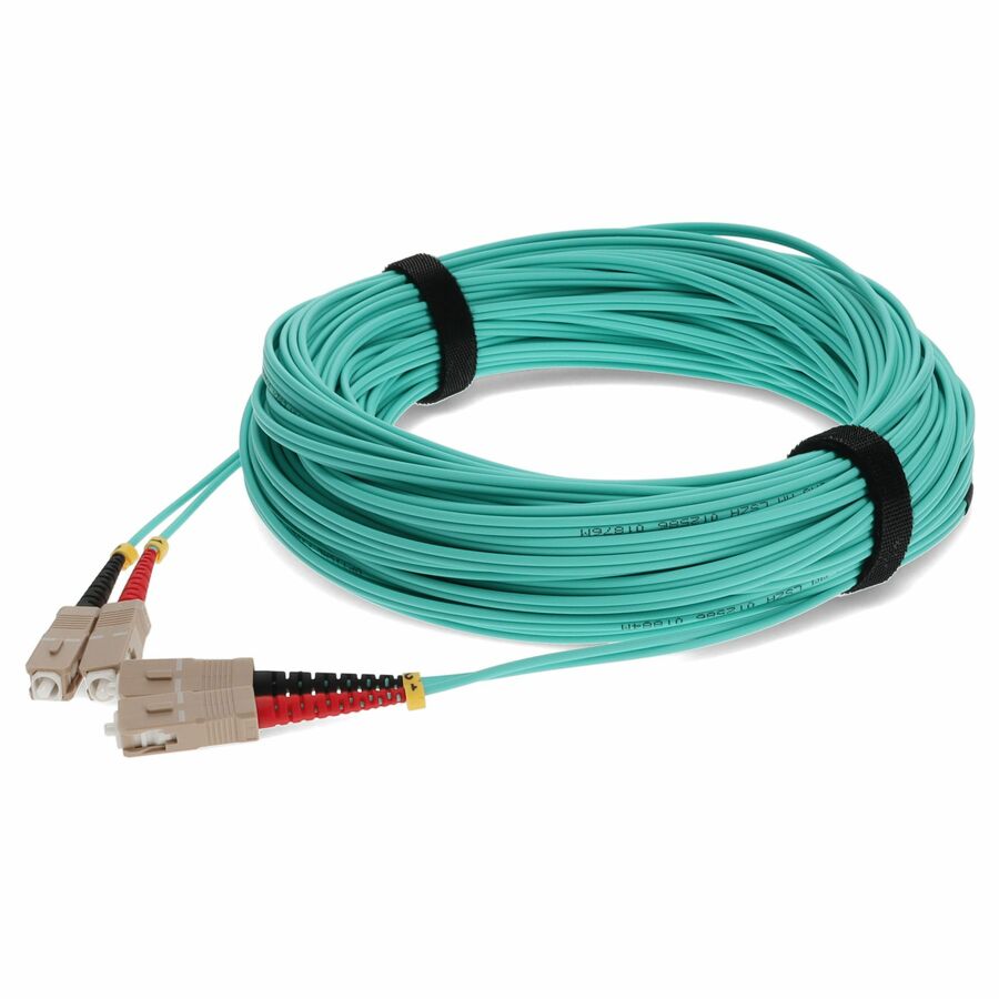 AddOn 25m SC to SC Aqua OM3 Duplex OFNR (Riser-Rated) Fiber Patch Cable
