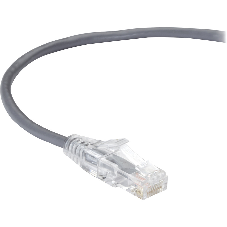 Black Box Slim-Net Cat.6 UTP Patch Network Cable - 5 ft Category 6 Network Cable for Patch Panel, Wallplate, Network Device - First End: 1 x RJ-45 Network - Male - Second End: 1 x RJ-45 Network - Male - 10 Gbit/s - Patch Cable - Gold Plated Contact - CM - 28 AWG - Gray